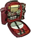 Deluxe Two Person Picnic Pack with Blanket in Burgundy