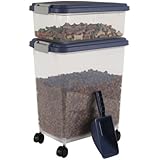 IRIS Airtight Pet Food Container Combo Kit, Blue Indigo/Gray