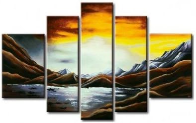 Sangu 100% Hand-painted Moutain Lake Sky for Landscape Oil Paintings Gift Modern Canvas Wall Art Paintings For Living Room.