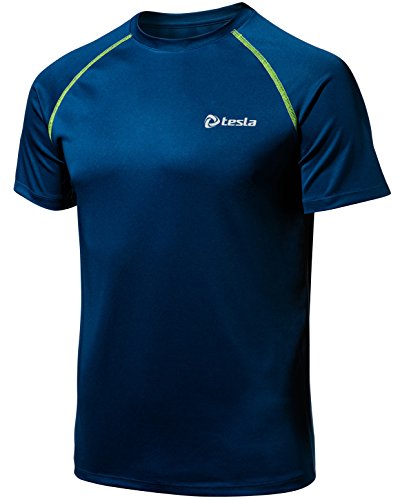 TM-MTS03-MNB_X-Large j-2XL Tesla Men's HyperDri Cool T Shirt Sports Running Short Sleeve Athletic Top