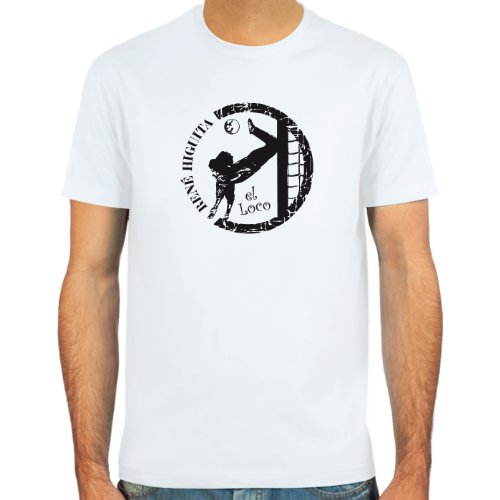 T-Shirt René Higuita ::: Farbauswahl: skyblue, sand, weiß oder deepred ::: Größen: S-XL ::: Fußball-Kult