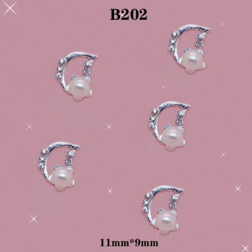 10x3d Nail Art Cute Pearl Moon Shaped Reusable DIY Decorations