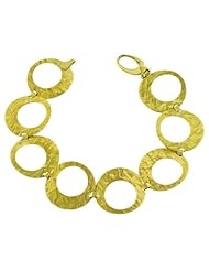14 Karat Yellow Gold Textured Open Disc Bracelet (7 Inch)