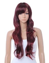 Cute Style Long Wavy Wig (Model: Jf010331) (Wine Red)