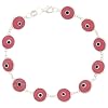 Sterling Silver Pink Color Evil Eye Bracelet