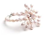 Image of Oi! Ladies B5193  Pink Fresh Water Pearl Flower Bracelet