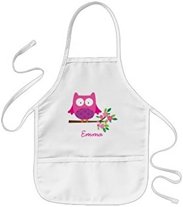 Pink Cute Owl Personalized Kids Apron Novelty kitchen Apron