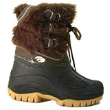 Womens Brown Fur Winter Warm Ladies Comfort Rain Snow Boots
