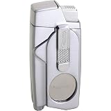Vector XCaliber Dual-Torch Flame Cigar Cutter Lighter Chrome Satin