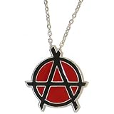 1.5 X 1.5 Anarchy Pendant On 24 Chain, Gpe, Usa! In Red And Black with Silver Finish