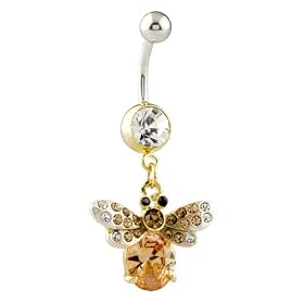 October Birthstone Round Leaf Button Navel Body Jewelry Flower Dangle Belly Ring