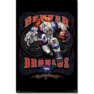 (22x34) Denver Broncos Mascot, Grinding It Out Since 1960 Sports Poster Print