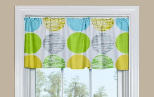 Contempo Curtains Sweet Spot Marine Circles Kitchen Valance -