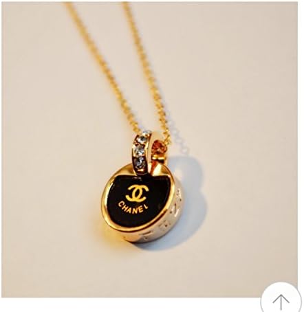 Darling Jewelry Women's Fashion Stainless Steel Perfume Pendant Necklace (black pendant)