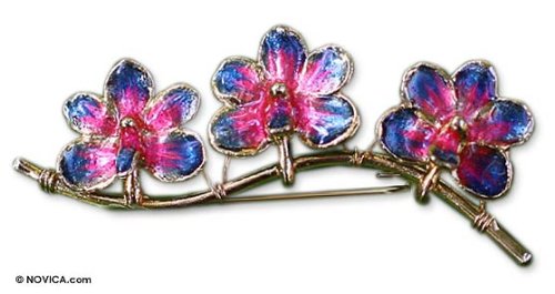 Natural orchid gold-plated brooch 1 L