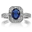 Meena's CZ Blue Antique Sapphire Ring- 925 Sterling Silver CZ Sapphire For Engagement