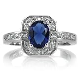 Meena's CZ Blue Antique Sapphire Ring- 925 Sterling Silver CZ Sapphire For Engagement