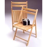 Set of 4 Natural Finish Basic Folding Chairs by visiondecor Furniture