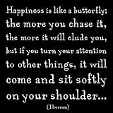 Happiness Is Like A Butterfly - Thoreau Black and White Magnet