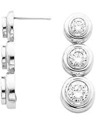 14K White Gold Three-Stone Diamond Earrings - 2.00 Ct. Total Weight -- LIFETIME WARRANTY