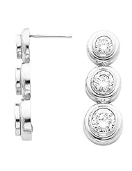14K White Gold Three-Stone Diamond Earrings - 1.00 Ct. Total Weight -- LIFETIME WARRANTY