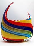 Murano Design Mouth Blown Rainbow Layered Purse Shaped Vase X-385