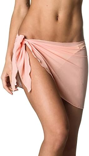 Joy Dream Chiffon Cover up Beach Sarong Pareo Canga Swimsuit Wrap (one size, Peach )