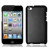Premium Rubberized Snap-on Hard Crystal Front and Rear Case Cover for Apple iPod Touch 4G, 4th Generation, 4th Gen - Black compatible with 8GB / 32GB / 64GB