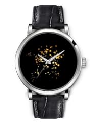 SPRAWL Aanalog Fashion Series Silver Ladies Watches of Genuine Black Leather Strap,Unique Wrist Watch for Women Girls Designed with Yellow lights in darkness