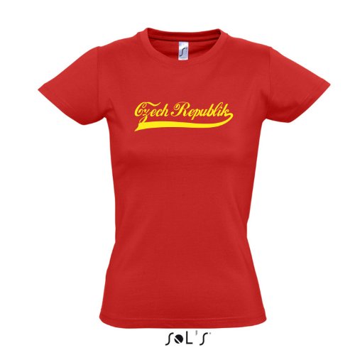 Damen T-Shirt – Tschechien Oldschool Czech Republic LÄNDERSHIRT EM / WM FAN Trikot S-XXL , red – gelb , S