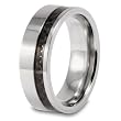 Polished Flat Black Carbon Fiber Titanium Ring (7.5mm) - Sizes 7 - 13