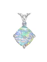 Original Star K (tm) Large 12mm Cushion Cut Created Opal Pendant in 925 Sterling Silver