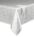Hanukkah and Jewish Holiday Ivory Damask Tablecloth 70 X 90