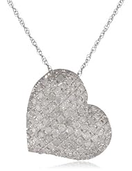 14k Gold Diamond Pave Heart Pendant (5/8 cttw, I-J Color, I2-I3 Clarity)