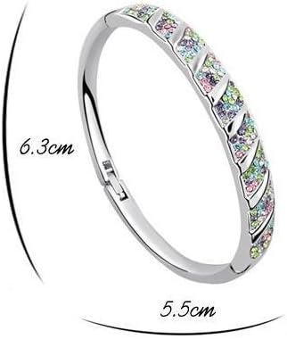 Nicedeco - Free Wind. White Gold Plated Alloy Bangle Bracelet with Pink Swarovski Elements Austria Crystal. Ornament Gift. First Choice for Dating, Shopping, Birthday Gift. Size: 6.3*5.5cm. Swarovski Bracelet