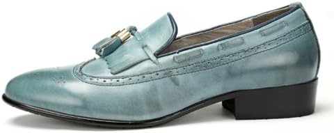 KLUOT Mens Fashion Dark Green Wingtip Brogue Slip On Tussel Shoes 39 EU