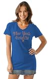 MLB Women's New York Mets Short Sleeve V Neck Tee (Royal, Medium)