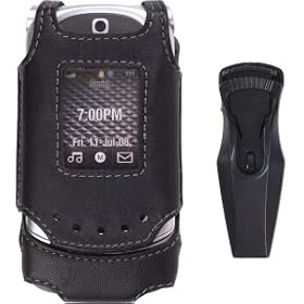 New Black Leather Swivel Case for Motorola VE20 Vegas