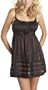 Betsey Johnson Women's Ribbon Stripe Chiffon Babydoll,Raven Black,Small