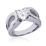 0.50 Ct Heart Shaped Solitaire Diamond Split Band Engagement Ring 14K VS2-F GIA