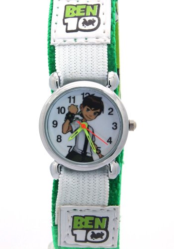 Ben 10 Cartoon Kids Green Strap Velcro Waterproof Stainless Steel Case Time Teacher Quartz Watches