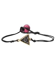 Black Diamond Bracelet - Gold Triangle Charm