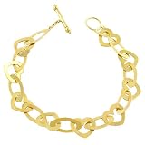 Lovely 14 Karat Yellow Hearts & Ovals Gold Toggle Bracelet 7 Inch