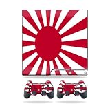 Protective Vinyl Skin Decal Cover for Sony Playstation 3 PS3 Slim Skins + 2 Controller Skins Rising Sun