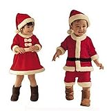 【ドリーム ショップ】サンタ服 帽子付き ベビー服 キッズ クリスマス サンタクロース 衣装 赤ちゃん サンタ服 (130cm適応, 女児)