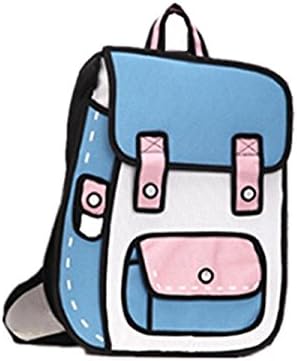 Hasgill Cute Light Blue 3D Drawing Cartoon Bag Comic Bag Backpack