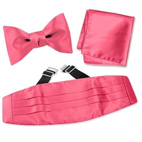 Pink Lemonade Freestyle Bow Tie by Elite Solid pink silk cummerbund sets