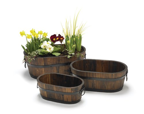 OVAL BURNTWOOD GARDEN PLANTER – 31CM