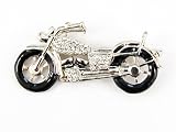 Silver Harley Davidson Crystal Rhinestone Biker Motorcycle Racer Fun Pin Brooch