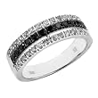 14K White Gold Black and White Diamond Ring/Band